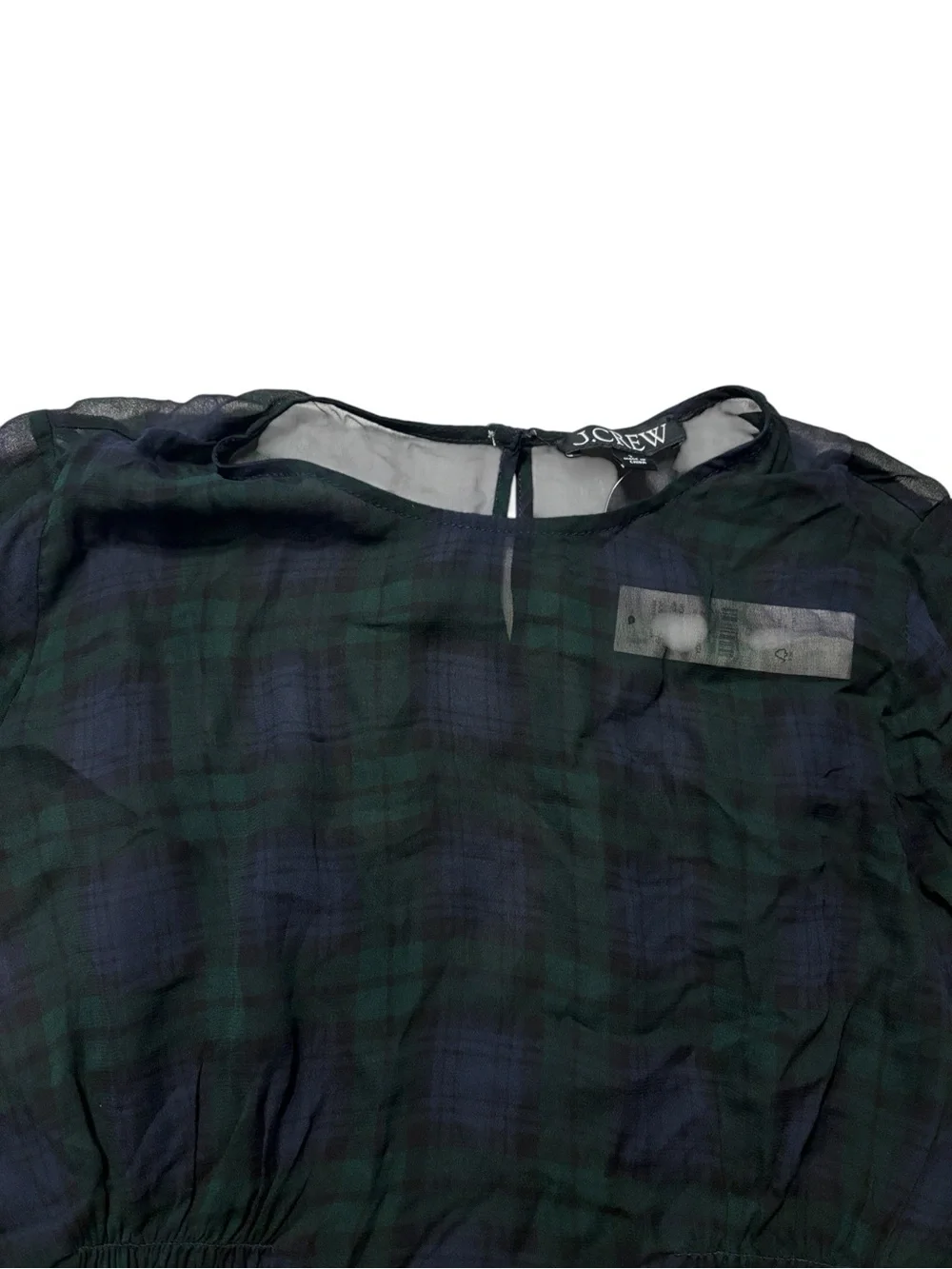 J. Crew Chiffon Shirred Waist Top in Black Watch Tartan 2 Holiday Christmas NWT